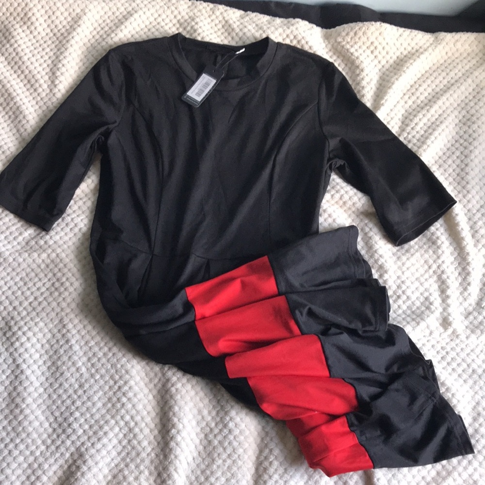 Oxiuly Fashion black fashion dress w/ stretch 3/4 sleeve. Brand New SWT Size XL